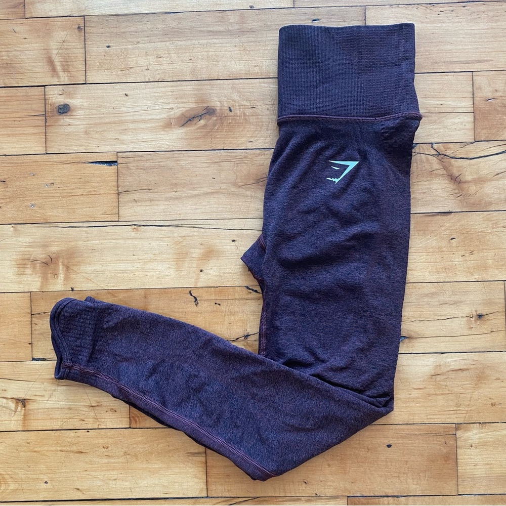 🍒 EUC Gymshark Vital Seamless Leggings in Cherry Brown Marl - Size Small